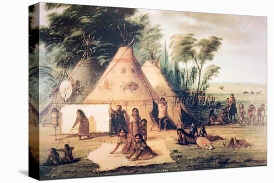 Village of the North American Sioux Tribe-George Catlin-Premier Image Canvas