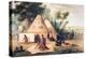 Village of the North American Sioux Tribe-George Catlin-Premier Image Canvas