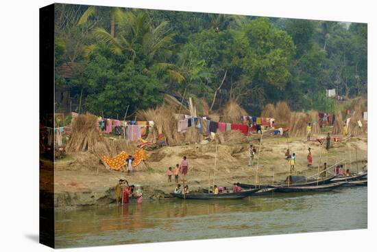 Village on the Bank of the Hooghly River, Part of the Ganges River, West Bengal, India, Asia-Bruno Morandi-Premier Image Canvas