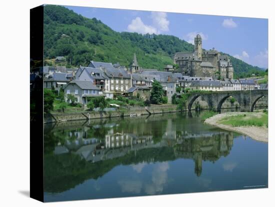 Village Reflected in the Lot River, Estaing, Aveyron, Midi Pyrenees, France, Europe-Ruth Tomlinson-Premier Image Canvas