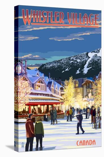 Village Scene - Whistler, Canada-Lantern Press-Stretched Canvas