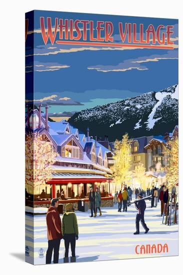 Village Scene - Whistler, Canada-Lantern Press-Stretched Canvas
