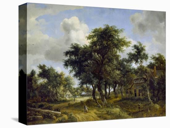 Village Street under Trees, about 1665-Meindert Hobbema-Premier Image Canvas