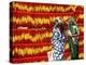 Villagers Walk Past Freshly Dyed Kalawa, a Sacred Orange-Yellow Thread Used in Hindu Rituals-null-Premier Image Canvas