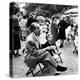 Vincente Minnelli with coffee sitting in chair with Daughter Liza at Outdoor Children's Party Being-J^ R^ Eyerman-Premier Image Canvas