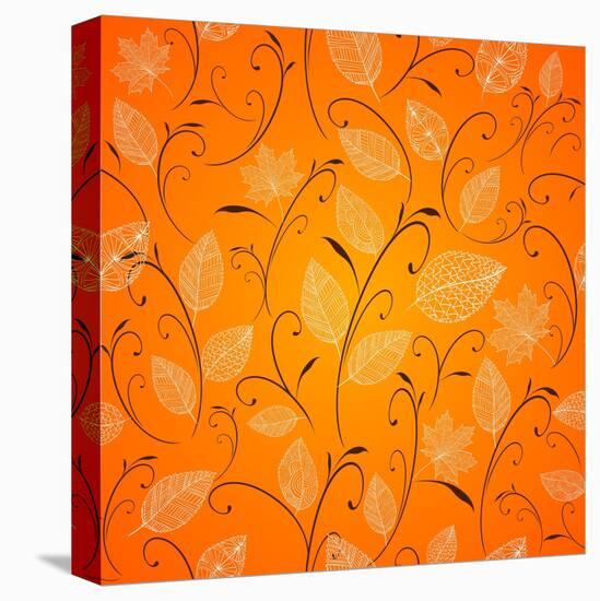 Vintage Autumn Leaves Pattern Background-cienpies-Stretched Canvas