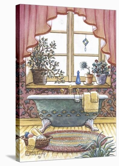 Vintage Bathtub l-Janet Kruskamp-Stretched Canvas