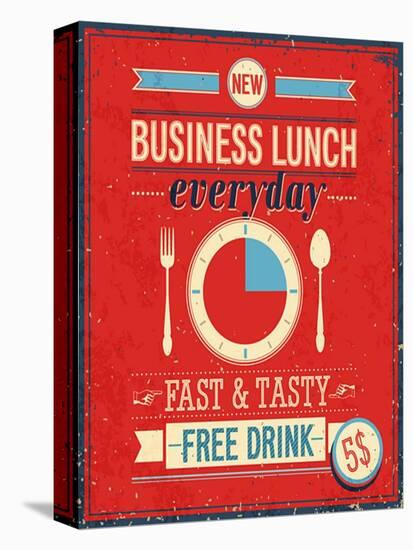 Vintage Bussiness Lunch Poster-avean-Stretched Canvas