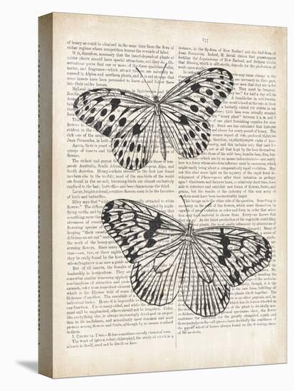 Vintage Butterflies on Newsprint-Wild Apple Portfolio-Stretched Canvas