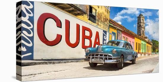 Vintage car and mural, Cuba-Pangea Images-Stretched Canvas