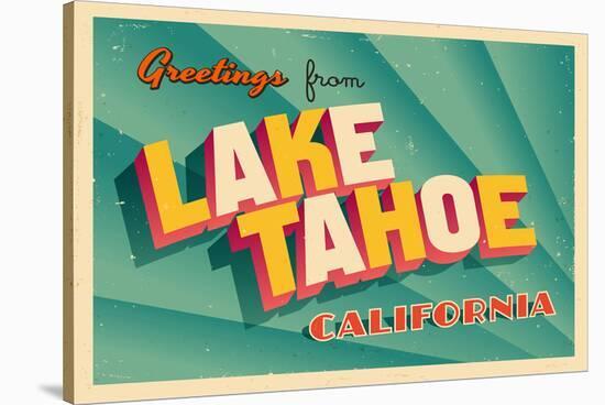 Vintage Card - Lake Tahoe CA-null-Stretched Canvas