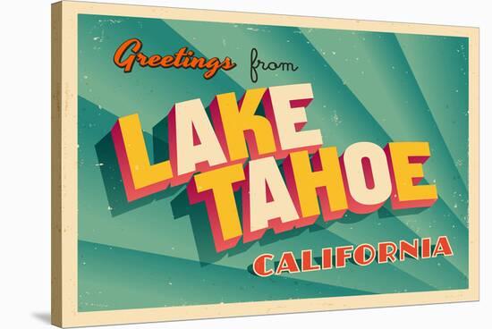 Vintage Card - Lake Tahoe CA-null-Stretched Canvas