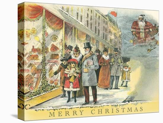 Vintage Christmas Shopping Scene-null-Stretched Canvas