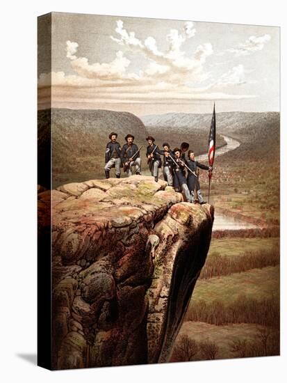 Vintage Civil War Print of Union Soldiers On the Summit of Lookout Mountain-Stocktrek Images-Premier Image Canvas