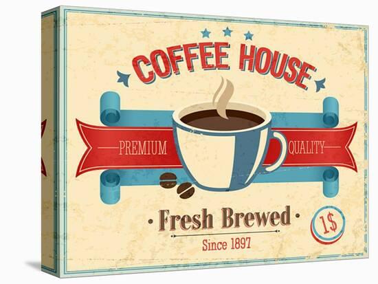 Vintage Coffee House Card-avean-Stretched Canvas