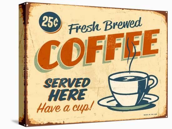 Vintage Design -  Fresh Brewed Coffee-Real Callahan-Stretched Canvas
