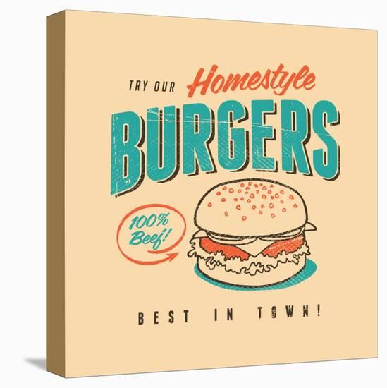Vintage Design -  Homestyle Burgers-Real Callahan-Stretched Canvas