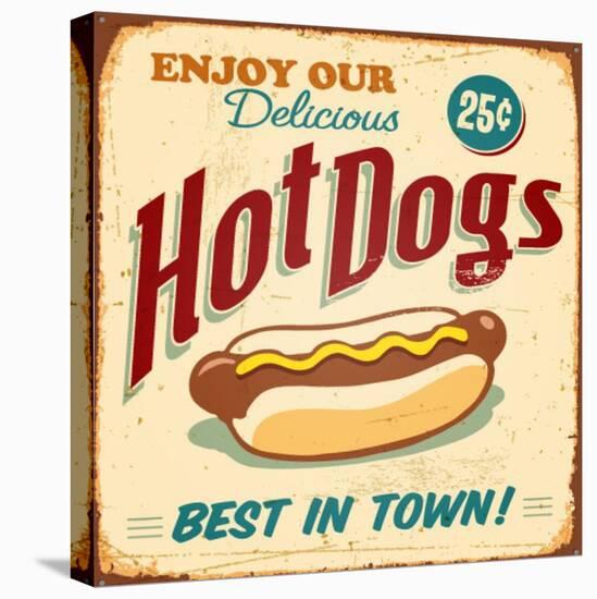 Vintage Design -  Hot Dogs-Real Callahan-Stretched Canvas