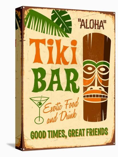 Vintage Design -  Tiki Bar-Real Callahan-Stretched Canvas