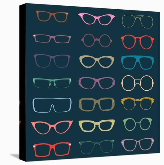 Vintage Glasses Silhouettes-vreddane-Stretched Canvas