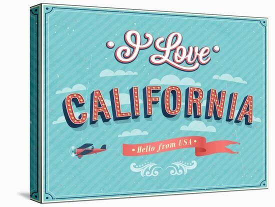 Vintage Greeting Card From California - Usa-MiloArt-Stretched Canvas