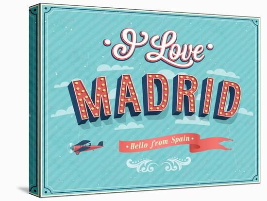 Vintage Greeting Card From Madrid - Spain-MiloArt-Stretched Canvas
