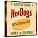 Vintage Hot Dog Grunge Poster-radubalint-Stretched Canvas