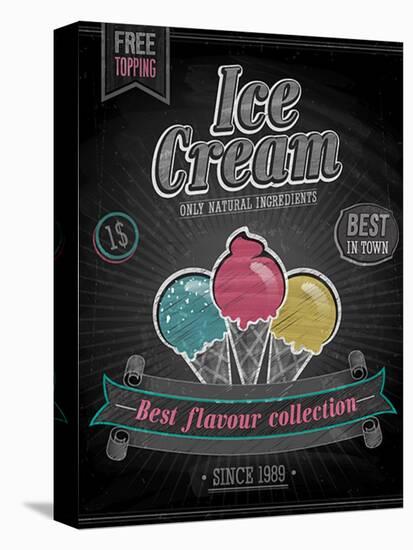 Vintage Ice Cream Poster - Chalkboard-avean-Stretched Canvas