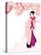 Vintage Japanese Geisha Enjoying Cherry Tree Blossom-sahua d-Premier Image Canvas