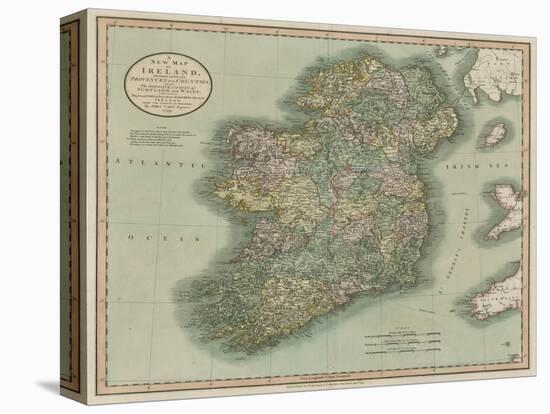 Vintage Map of Ireland-John Cary-Stretched Canvas