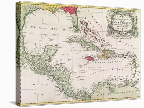 Vintage Map of the West Indies-American-Premier Image Canvas