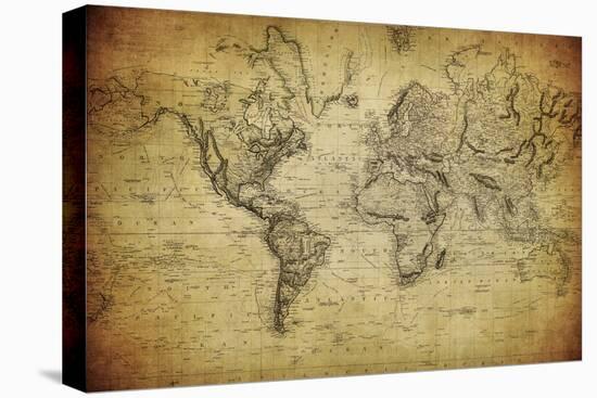 Vintage Map of the World, 1814-javarman-Stretched Canvas