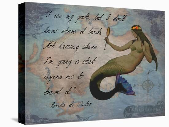 Vintage Mermaid I See my Path Quote-sylvia pimental-Stretched Canvas