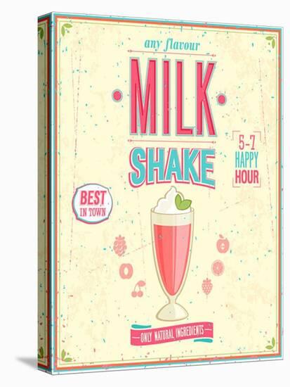 Vintage Milkshake Poster-avean-Stretched Canvas