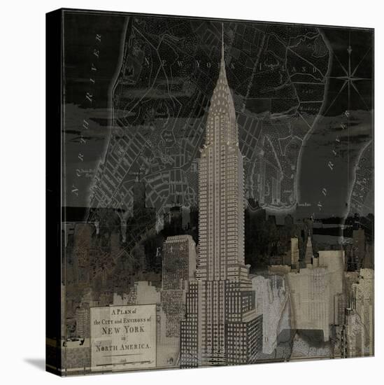 Vintage New York in Black II-Dylan Matthews-Stretched Canvas