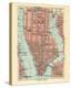 Vintage New York Map-The Vintage Collection-Stretched Canvas