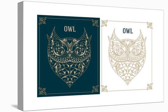 Vintage Owl. Retro Vector Design Graphic Element for Badge, Emblem, Logo, Insignia, Sign, Identity,-Roberto Castillo-Stretched Canvas