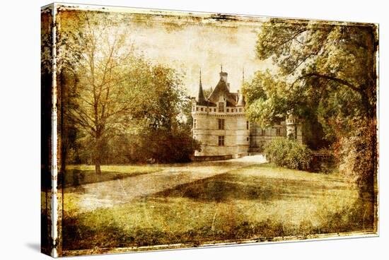 Vintage Picture With Castle-Maugli-l-Stretched Canvas