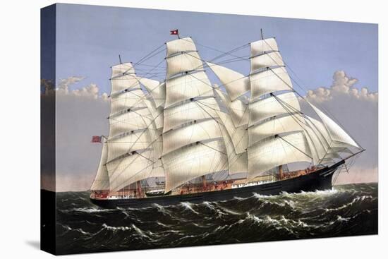 Vintage Print of the Clipper Ship Three Brothers-Stocktrek Images-Stretched Canvas