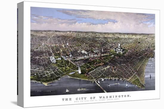 Vintage Print of Washington D.C-Stocktrek Images-Stretched Canvas