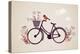 Vintage Retro Bicycle Background with Flowers and Bird-Marish-Stretched Canvas