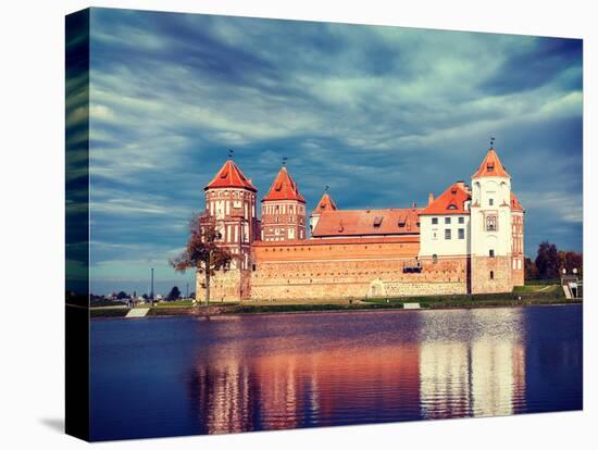 Vintage Retro Effect Filtered Hipster Style Travel Image of Medieval Mir Castle Famous Landmark in-f9photos-Premier Image Canvas