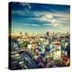 Vintage Retro Hipster Style Travel Image of Bangkok Aerial View . Thailand-f9photos-Premier Image Canvas