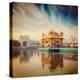 Vintage Retro Hipster Style Travel Image of Famous India Attraction Sikh Gurdwara Golden Temple (Ha-f9photos-Premier Image Canvas