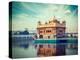 Vintage Retro Hipster Style Travel Image of Sikh Gurdwara Golden Temple (Harmandir Sahib). Amritsar-f9photos-Premier Image Canvas