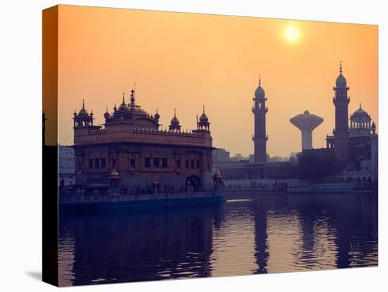 Vintage Retro Hipster Style Travel Image of Sikh Gurdwara Golden Temple (Harmandir Sahib) on Sunris-f9photos-Premier Image Canvas