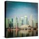 Vintage Retro Hipster Style Travel Image of Singapore Business District Skyscrapers and Marina Bay-f9photos-Premier Image Canvas