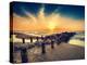 Vintage Retro Photo of Beach at Sunset.-Maciej Bledowski-Premier Image Canvas