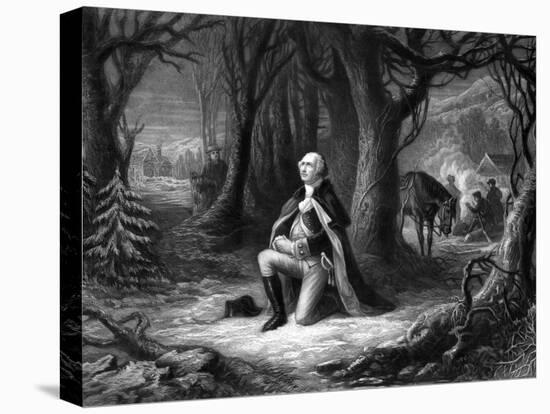 Vintage Revolutionary War Print of General George Washington Praying at Valley Forge-Stocktrek Images-Premier Image Canvas