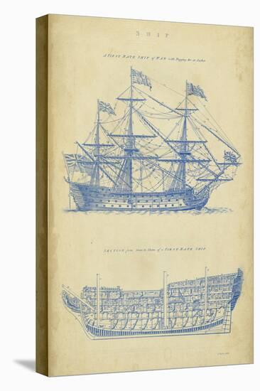 Vintage Ship Blueprint-Chambers-Stretched Canvas